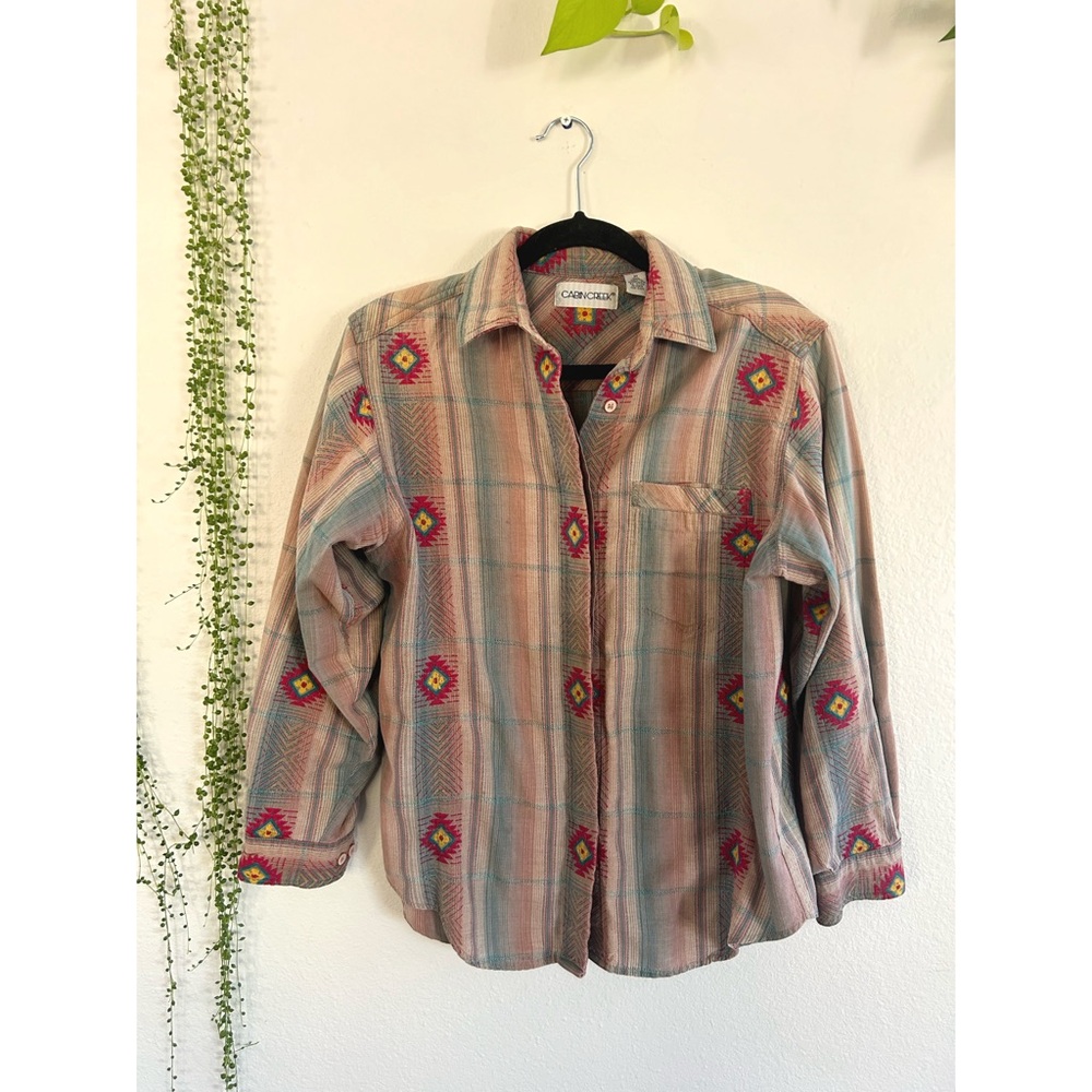 Vintage 90’s Western Wear colorful tribal button down